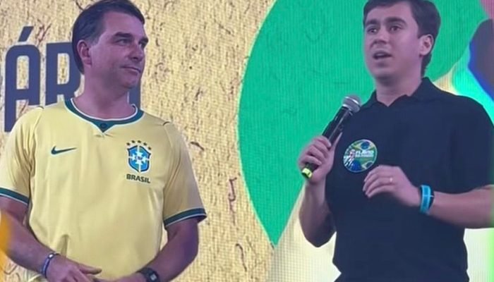 Nikolas aparece ao lado de Flávio e prega 'foco' no bolsonarismo para derrotar Lula nas eleiçõ...